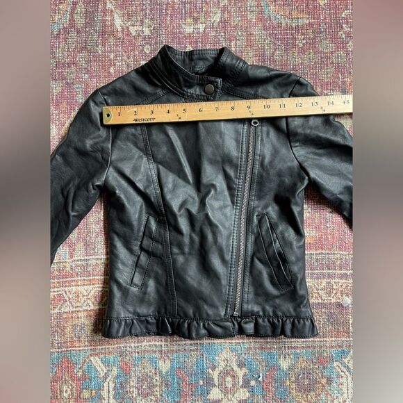 Girls Me Jane size 7 Black Faux Leather Moto Jacket - Picture 3 of 9